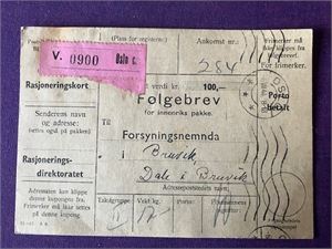 Følgebrev fra krigen - pakke med rasjoneringskort !