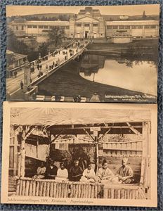 KRISTIANIA, 2 kort fra Jubileumsutstillingen i 1914, begge brukt.