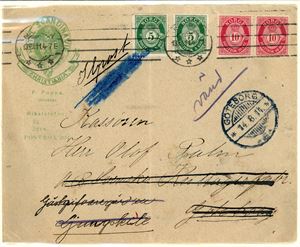 To Ilpostbrev, en postopkrævning, et telegram, 3 sekkelapper samt 4 andre brev fra perioden 1908 til 1937.