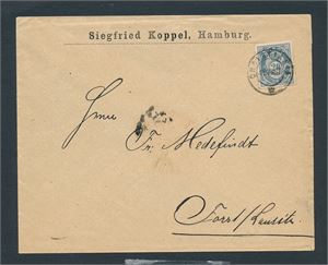 Nk 46a på brev til Forst (Tyskland) stemplet "CHRISTIANIA 19 VIII 87". Ankomst "FORST i. d. LAUS. 21/8-87" bak