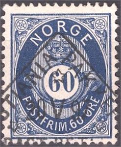 NK 31 60ø skravert ph. med nydelig trekant stempel CHRISTIANIA PAKKEPOST 20-V-97