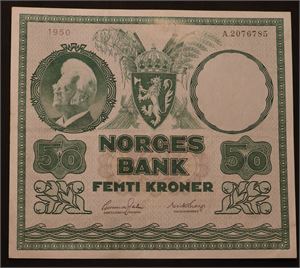 50 kroner 1950 A. Kv.1/1+