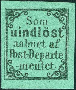 R 2 x vt 1. "Som uindløst", variant "Utagget". Hjørne er noe forsterket med grønt papir.