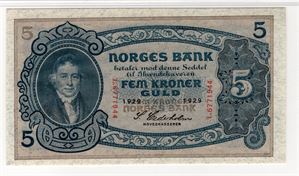 5 kroner 1929 L.6771944. Kv.0