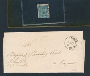 TELEMARK Nk 8 og portofritt brev stemplet "LAURDAL I THELEM. 1867/1876" Brevet ankomststemplet "SKIEN 13-11-1876"