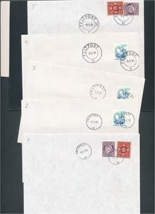 FELTPOST (Øvelse Battle Griffin, 1991 i Finnmark) 9 uadresserte brev  fra 9 forskjellige steder under øvelsen. 4 steder identifisert  (notert bak)