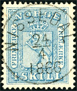8 II b t.7. 4 skill, rettvendt fullstemplet "Nissedal 24.4.1866".
