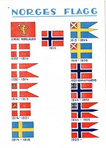 Postkort. Norges Flagg.