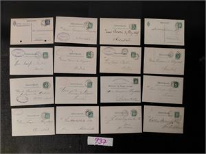 JERNBANE 16 helsaker med jernbanestempler ca 1900-25. Inkl "JÆDERBANEN" og "RANDSFJORDBANEN". Mange sendt til Arendal