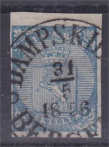 NK 1, 4 sk Våpen 1855 annullert "Dampskipet Bergen 31-5-1856" 3  gode marger, smal venstremarg