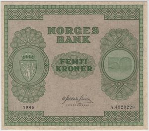 50 kroner 1945 A.4329228. Kv.01
