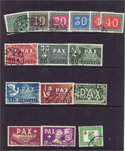 SVEITS. Michel 447-459. PAX-serien stemplet (Michel € 1000,-)