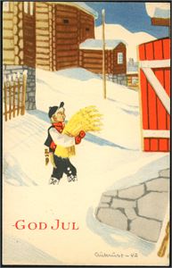 Ca 100 kunstnerkort i småformat, hvor nær alle er norske.