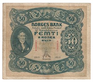 50 kroner 1915 A.2020516. R-seddel. Kv.1