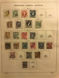 Østerrike samling 1850- ca 1935 på albumark  og områder.  Medf. Også en samling med over 60 ulike feltpostmerker  Flere høyverdier mm