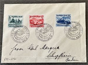 REICH-BREV Brev med Mi 695-97 stemplet "NÜRBURGRING (EIFEL) 23.7.1939". Merkeverdi (€ 100)