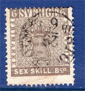 F3f 6 skill bco gråbrun stämplad Stockholm 29.6.1858. Intyg OBE "gott exemplar", 2.1.3