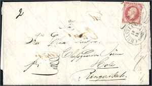 5. 8 skilling Oscar på komplett brev, stemplet "Christiania 14.11.1862".