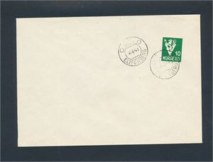 FDC Nk 293 10øre hvit V stemplet "OSLO ELISENBERG 16-8-41" (Hk 1900)