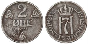 2 Øre 1917 Enkeltstrek Kv 1, korr
