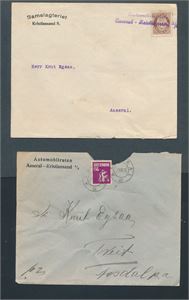 Brev med Nk 102 linjestemplet "AUTOMOBILRUTEN AASERAL - KRISTIANSAND A/S". Meget sjeldent! Medfølger defekt brev fra samme avsender.