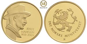 Knut Hamsun 1859-2009. 150 års medalje i gull. Proof