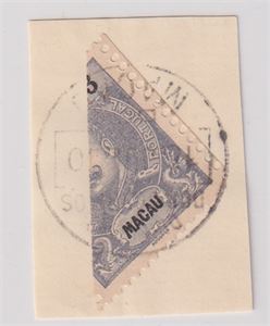 Macau MACAU. 82. 1898. Halveret merke på klip. Portugisisk koloni