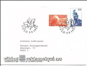 NK933-34 Førstedagsbrev med vignett fra Viking reklamebyrå, sjeldenhetsgrad 8 (Brænne's katalog)