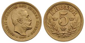 5 kroner 1901 Oscar II. Kv.0