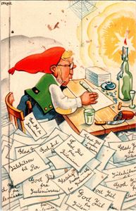 SPANGE. Nisse skriver julehilsner. Stpl 1936 (Damm). Kv. 2