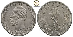 50 øre 1891 Oscar II. Kv.0/01