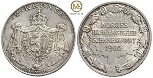 2 kroner Jub. 1906 Haakon VII. Kv.0