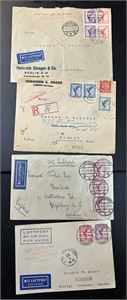 REICH 4 luftpostbrev 1926-31. Varierende kvalitet