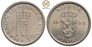 50 øre 1953 Haakon VII. Kv.0