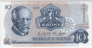 10 kroner 1978 HO erstatningsseddel. Kv.0