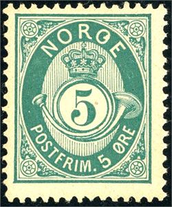 52 IIb v1. 5 øre 20 mm i grønn farge. (4.000,-).