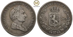 1/2 speciedaler 1844 Carl XIV Johan. Kv.1