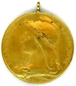 Erindringsmedalje for Pariserkoret 1900. Forgylt bronse med hempe. 27mm. S&H.198. 01