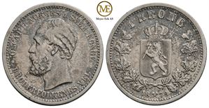 1 krone 1879 Oscar II. Kv.1+