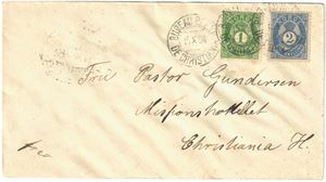 NK 16Ib og 17c, brev stemplet "Bureau Reexp de Christiania" 15.X.1894