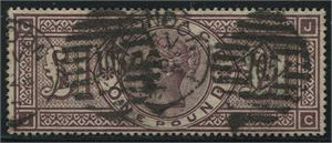 1884 £1 brown-lilac SG185a FRAME BROKEN