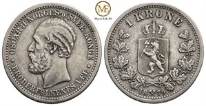 1 krone 1879 Oscar II. Kv.1+