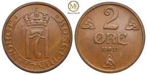 2 øre 1932 Haakon VII. Kv.0