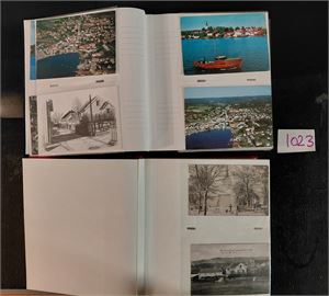 LILLESAND 2 fotoalbum med 31 små og 174 store. Mange flotte. Vi trodde aldri at vi skulle oppleve å se toppløskort med "Hilsen fra Brekkestø". Noen moderne souvenirkort følger med