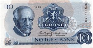10 kroner 1976 QN erstatningsseddel. Kv.0