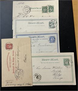 HELSAKSKORT 5 stk stemplet 1873-1908