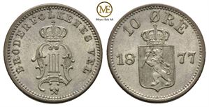 10 øre 1877 Oscar II. Kv.0