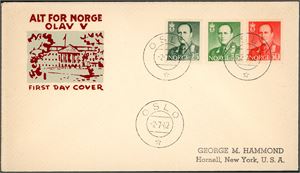 Drøyt 80 norske FDC fra 1938 til 1964. Også noen singelmerker på konvolutter stemplet 1. dag og noen Førsteflyvninger. Noen med anmerkninger.