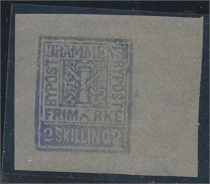 Drammen Bypost I nr. 12.III.a 2 skilling * marginal (verdi satt til kr. 1200 i 2005)