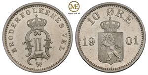 10 øre 1901 Oscar II. Kv.0